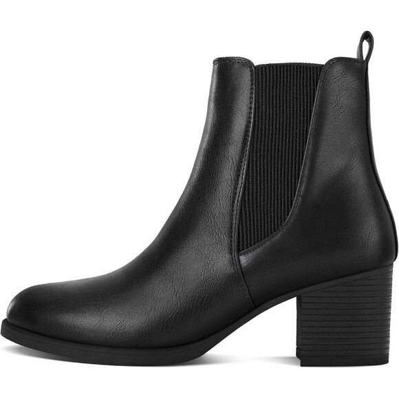 Women's Chelsea Boots Chunky Heel Ankle Boots Slip On Fall Casual Shoes - Picture 7 of 8